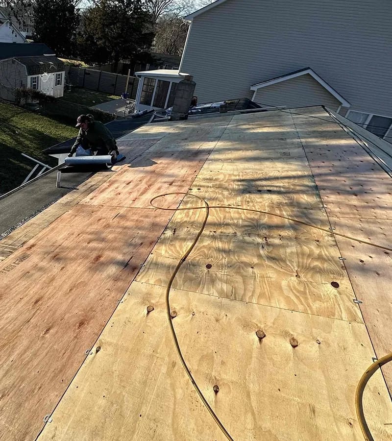 Copper colored metal roof in Gaithersburg, MD.
