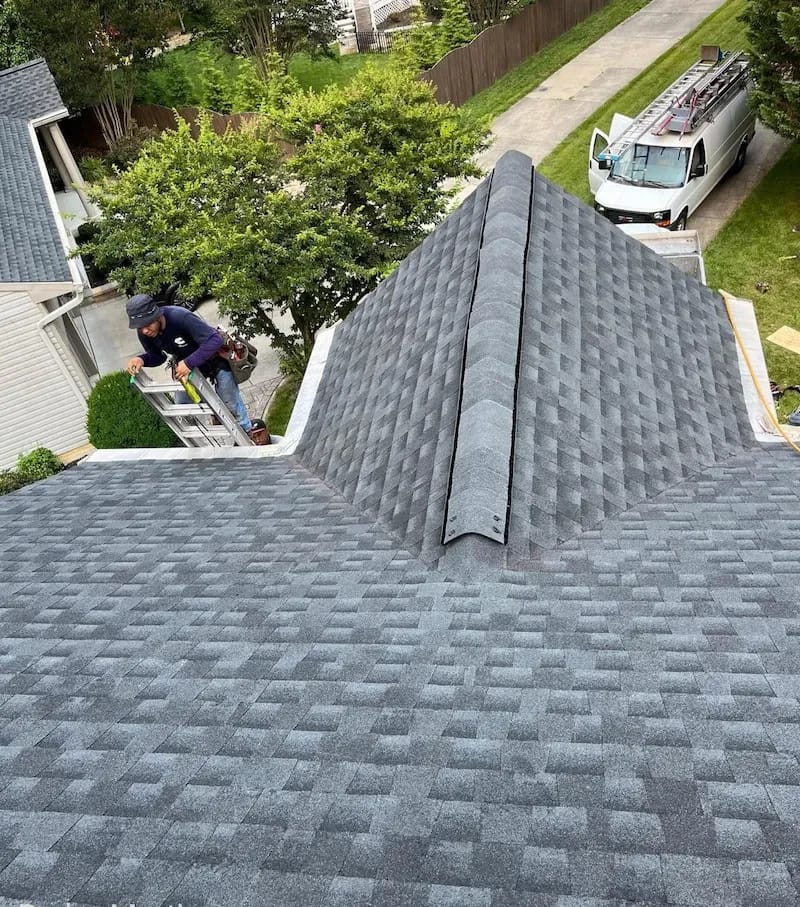 Brown metal standing seam roof installed in Millersville, MD.