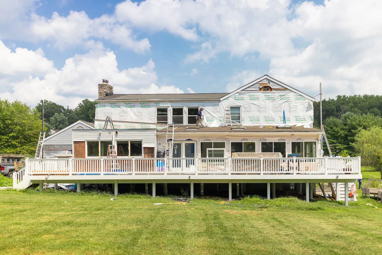 Before photo of James Hardie siding. 