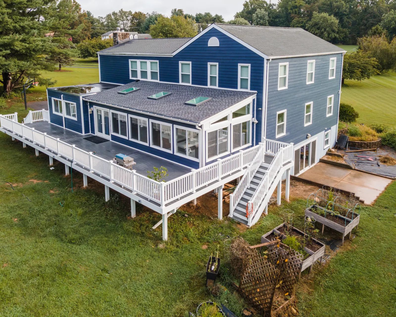 James Hardie siding with new composite deck. 