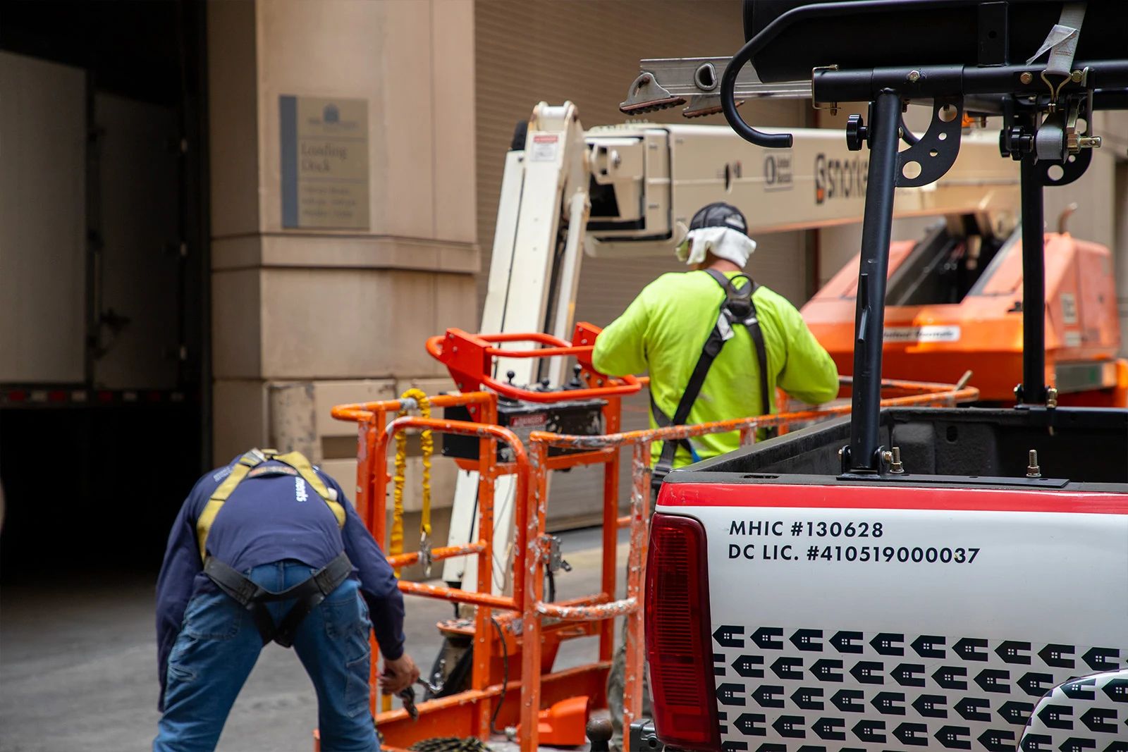 safety harness for commercial roofing work. 